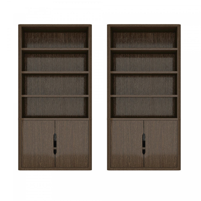 Armoire bibliotheque moderne Rivington 40\" en noyer - Lot de 2