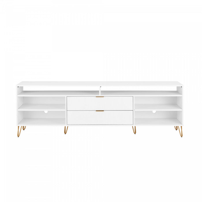 Meuble TV moderne Dumbo 85\" a cannelures, blanc