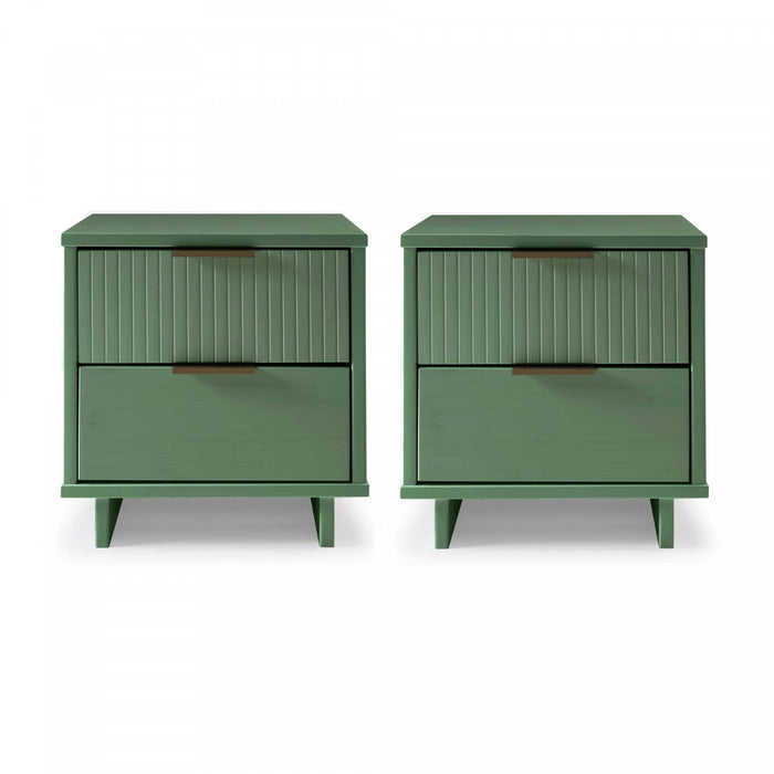 Table de nuit Granville Moderne 18\" en vert sauge (2 tiroirs) - Lot de 2