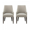 Fauteuil moderne Beever en bois et chenille taupe - Lot de 2