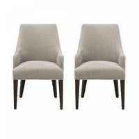 Fauteuil moderne Beever en bois et chenille taupe - Lot de 2