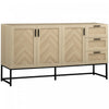 HOMCOM Buffet avec tiroirs et etageres reglables, chene