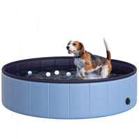 Pawhut Piscine Pour Chiens Bassin Pliable Bouchon Vidange Fond Antiderapant Diametre 1,20 M Bleu