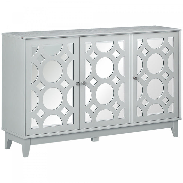 HOMCOM Buffet a miroir Buffet de cuisine avec 2 placards, gris