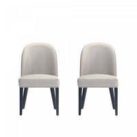 Chaise de salle a manger moderne en bois Hillman avec revetement en tissu gris clair - Lot de 2