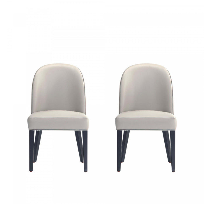 Chaise de salle a manger moderne en bois Hillman avec revetement en tissu gris clair - Lot de 2