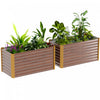 Outsunny Lot de 2 jardinieres sureleves, bac a fleurs, marron fonce vieilli