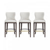 Tabouret de bar Blair moderne en bois avec revetement en tissu blanc - Lot de 3