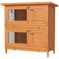 Pawhut Clapier A Lapin Cage A Lapin Double Niveau Plateaux Coulissants 4 Portes Verrouillables Toit