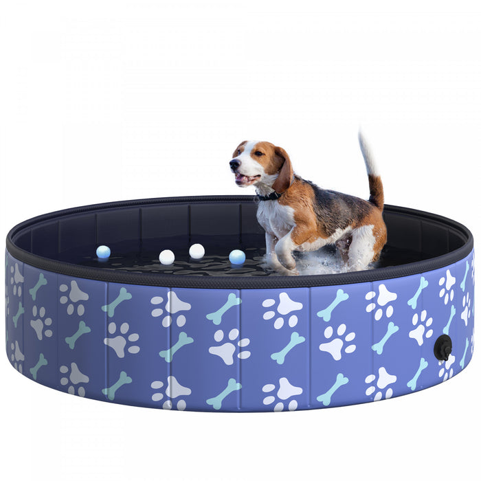 Pawhut Piscine Pliable Pvc Bain Pour Chien Piscine Portable , Exterieure/interieure Baignoire Avec Fond Antiderapant Pour Chiens Et Chats, Bleu 47 \"x 12\" L Taille