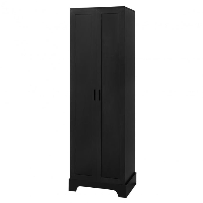 Liam Armoire de rangement multifonction avec portes et etageres reglables, Noir