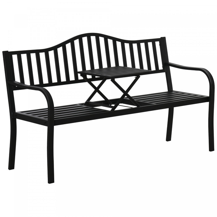 Outsunny Banc D'exterieur Avec Table Centrale, Causeuse De Patio, Noir