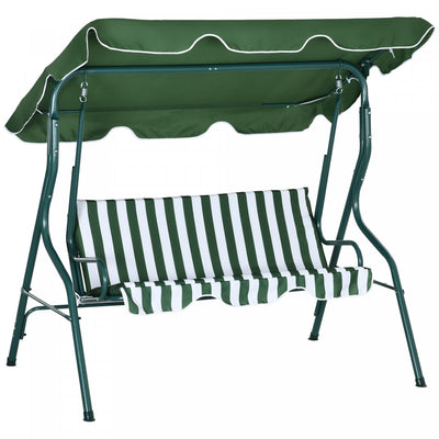 Outsunny 3-seat Patio Swing, Outdoor Swing With Adjustable Canopy|Outsunny Balancoire De Patio A 3 Places, Balancoire Avec Auvent Reglable