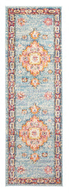 Tapis de Couloir Traditionnel Lotus 2'8\" x 8'2\" en Bleu