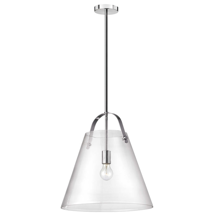 Grand luminaire suspendu Pollyde Dainolite en verre transparent, avec fini chromé poli et 1 ampoule