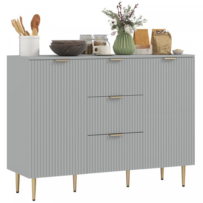 HOMCOM Buffet avec 3 tiroirs et etageres reglables, Gris