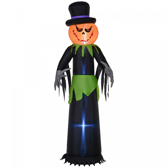 Outsunny Citrouille Gonflable 8pi Halloween Avec Chapeau, Affichage Led