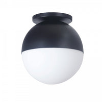 Plafonnier affleuré Dayana de Dainolite en verre blanc, avec fini noir mat et 1 ampoule incandescente