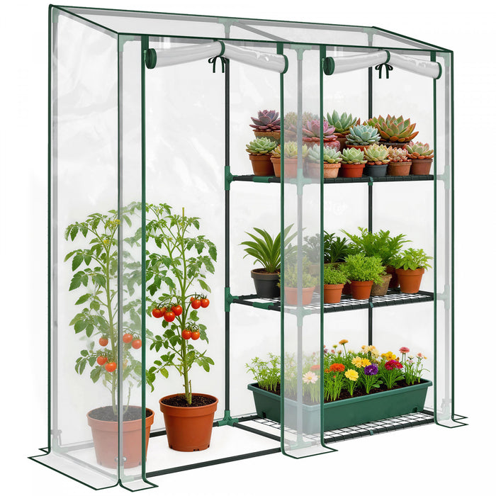 Outsunny Mini Serre, Serre Portable avec 3 Etageres, Transparent