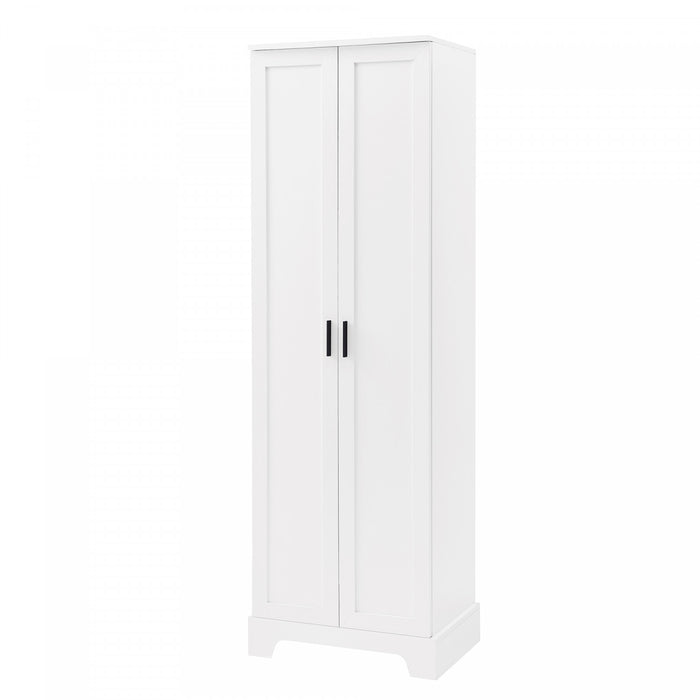 Liam Armoire de rangement multifonction avec portes et etageres reglables, Blanc