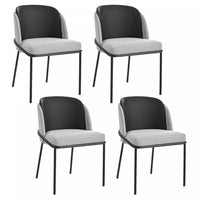 Olivia Ensemble de 4 chaises de salle a manger modernes avec pieds inclines et pieds reglables, noir et gris