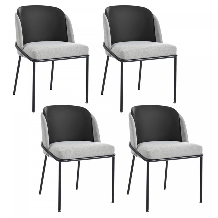 Olivia Ensemble de 4 chaises de salle a manger modernes avec pieds inclines et pieds reglables, noir et gris