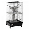 Pawhut Petit Animal Cage Habitat Maison De Jeu Pour Animaux De Compagnie Pour Furet Avec Roues Hamacs Tunnels Et 3 Portes Noir