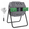 Outsunny Composteur d'exterieur a double chambre rotatif 43 gal, vert fonce