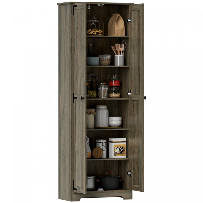 HOMCOM Armoire de garde-manger de 67 po, armoire de rangement, gris vieilli