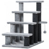 Pawhut Escalier Pour Chat 4 Marches Pour Lit, Canape Avec Griffoirs, Petit Arbre A Chat Pour Chats D'interieur Avec Jouet Balle, Gris Clair