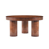 Table basse ronde moderne Lira 31,5 pouces placage bois a trois pieds cylindriques, brun