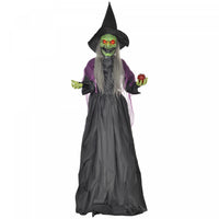 Homcom Halloween Vieille Sorciere Animatronique Avec Yeux Lumineux