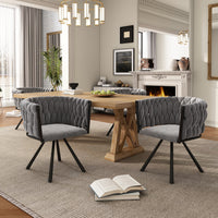  Chaises de salle a manger pivotantes Amelia en velours avec revetement capitonne et pieds en metal, lot de 2, gris