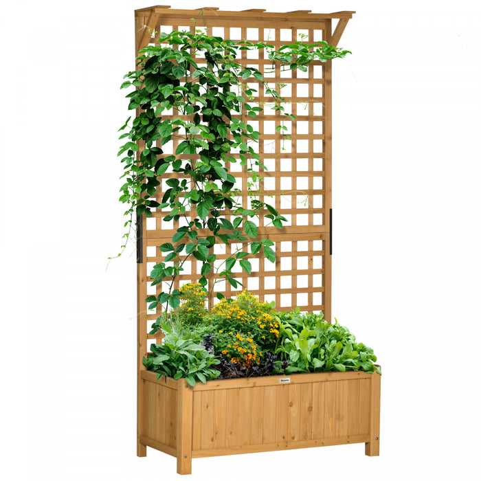 Outsunny Lit De Jardin Sureleve , Jardiniere En Bois Avec Treillis, Jardiniere Avec Ecran De Confidentialite Pour Cultiver Des Legumes, Des Herbes Et Des Fleurs Pour Le Jardin, La Terrasse, Jaune