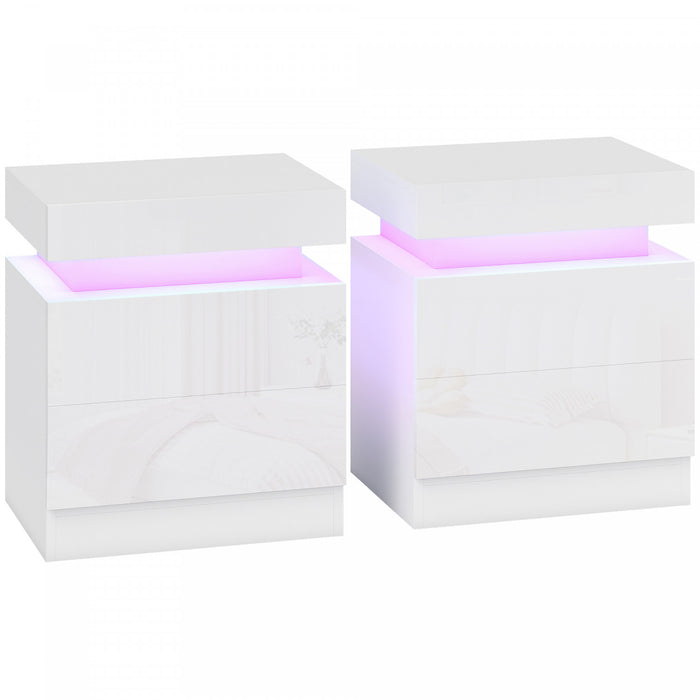 HOMCOM Table de chevet, table d'appoint avec lumieres LED, pour chambre