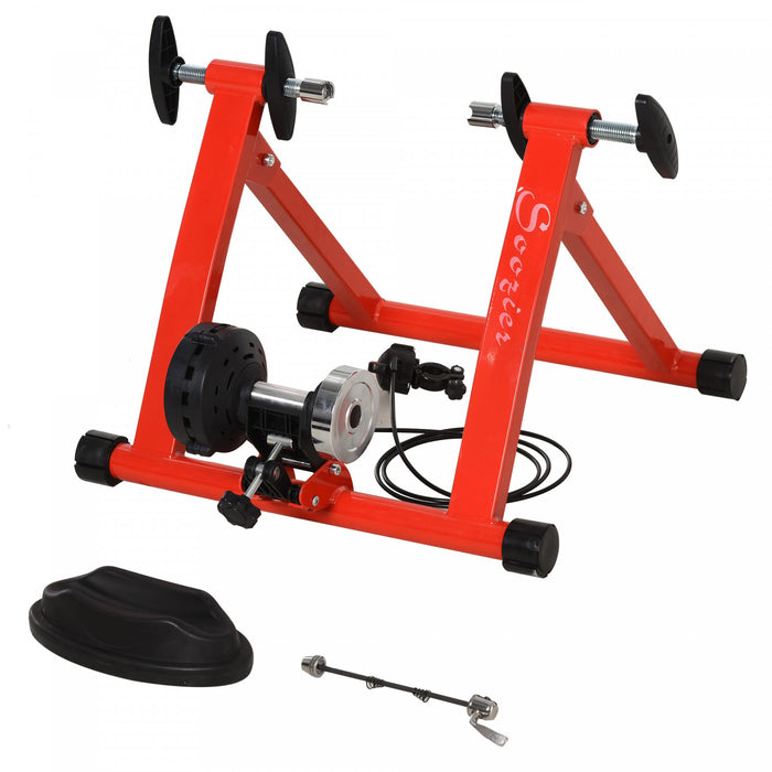 Soozier Velo Interieur Entrainement Magnetique Exercise Fitness Support De Velo Resistance A 5 Niveaux - Rouge