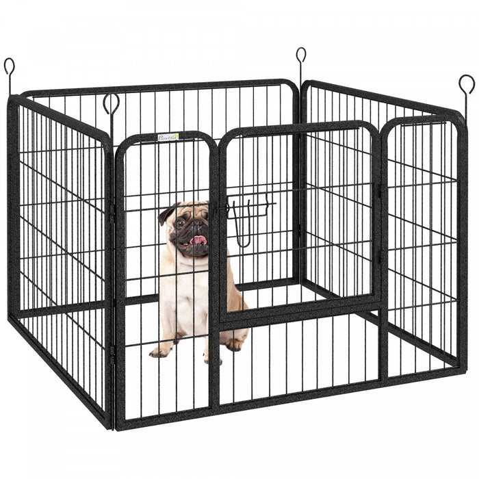 Pawhut Parc En Metal Pour Animal Domestique, Chiot, Chien, Cloture D'exercice Avec Porte Interieure Et Exterieure Pour Petit Chien, 32.25\"x32.25\"x23.5\"