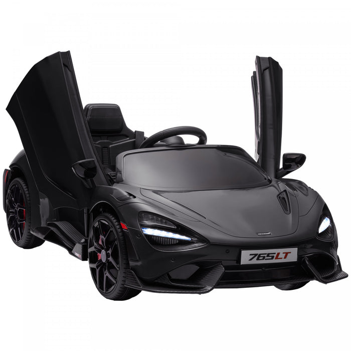 Qaba Mclaren 765lt Voiture Electrique 12 V Sous Licence Pour Enfants, Alimentee Par Batterie, Avec Portes Papillon, Telecommande, Demarrage Lent, Lumieres Led, Klaxon Musical, Noir