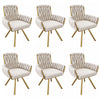 Chaises de salle a manger pivotantes Timothy en velours avec revetement capitonne et pieds en metal dore, lot de 6
