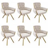  Chaises de salle a manger pivotantes Timothy en velours avec revetement capitonne et pieds en metal dore, lot de 6