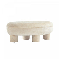  Tabouret d’appoint Tribeca style mid-century moderne en chenille creme