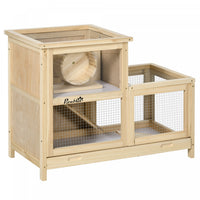Pawhut Cage A Hamster En Bois, Huche Pour Souris Et Rongeurs, Maison D'exercice A 2 Niveaux, Avec Pl