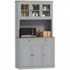 HOMCOM Armoire de Cuisine 71\", Buffet avec Espace Micro-ondes, Gris