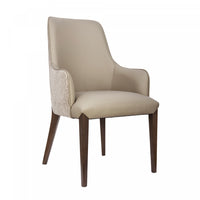 Fauteuil contemporain Belmont en chenille et similicuir avec structure en bois, rembourre, coloris taupe