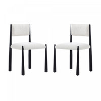 Chaise d’appoint en metal boucle creme Lennor style milieu du siecle – Lot de 2