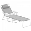 Outsunny Chaise Longue D'exterieur Avec Dossier Reglable, Gris Clair