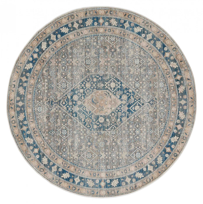 Tapis Traditionnel Lucia 5'0\" x 5'0\" en Bleu