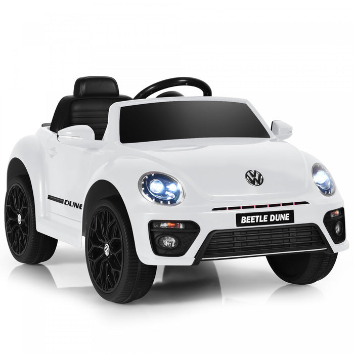 Voiture Electrique 12v Pour Enfants Costway, Sous Licence Volkswagen Beetle Avec Telecommande Et Musique, Blanc