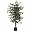 HOMCOM Ficus artificiel panache de 4,5 pi pour interieur exterieur, vert