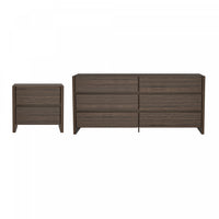  Commode et table de chevet Linda Modern 2 pieces en noyer brun